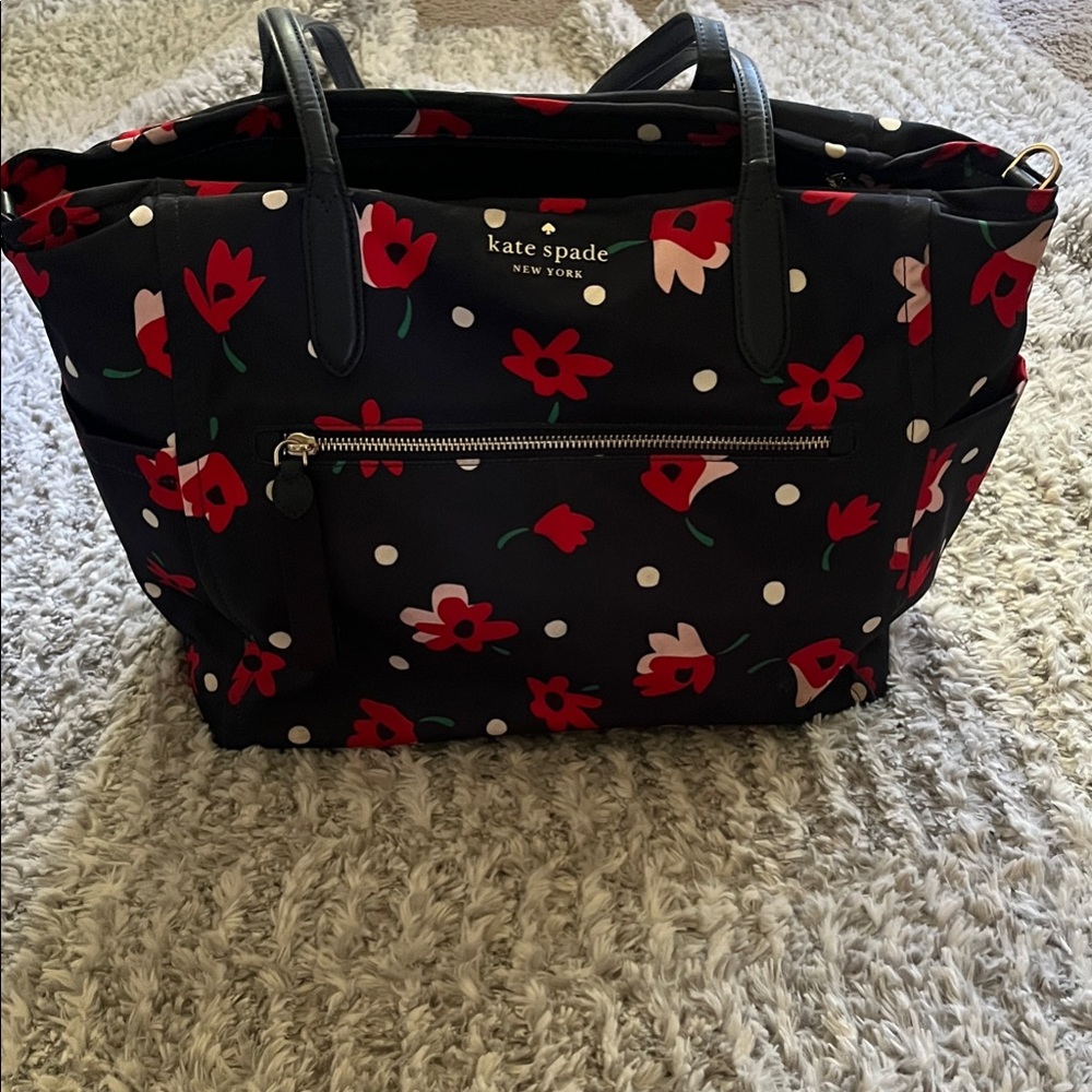 Kate Spade Black and Red Floral Baby Bag